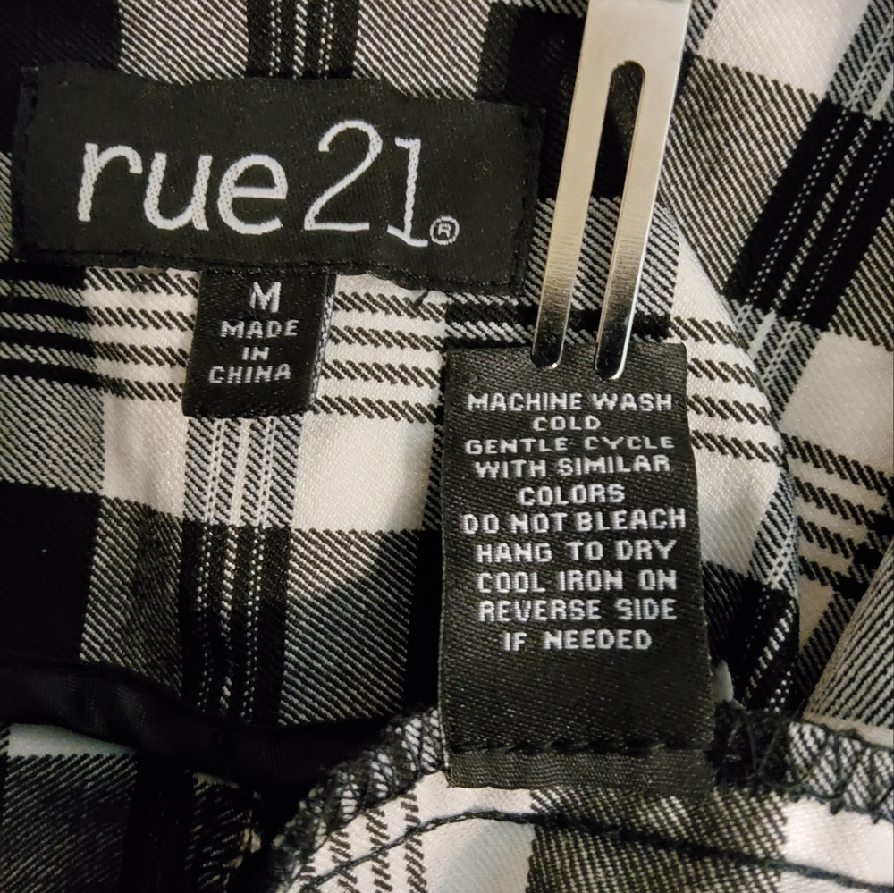 Rue 21 Plaid Print Black And White Long Sleeve Blazer Jacket Size M - Picture 9 of 9